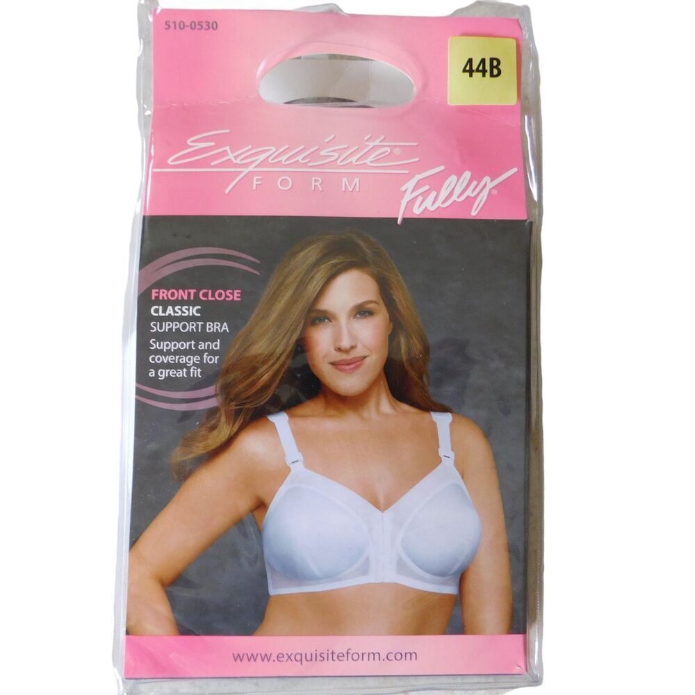 Exquisite Form Womens Bra 44B Fully Front Closing Support Posture White 5100530